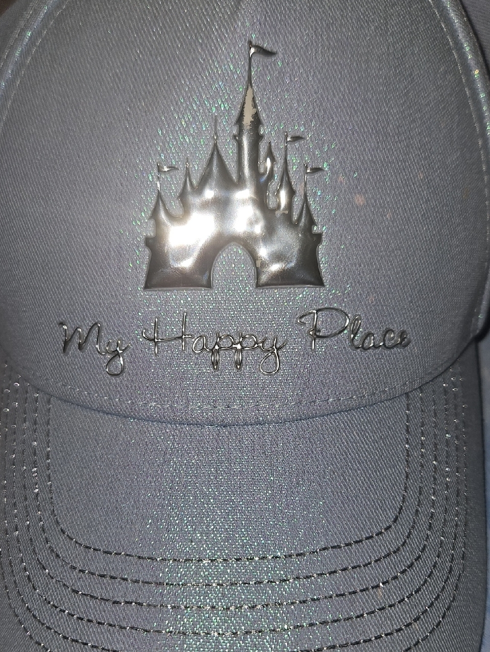 My Happy Place Silver Castle Embellished Baseball Cap - Women